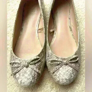 Janie and Jack tan reptile ballet flats with bow 3K